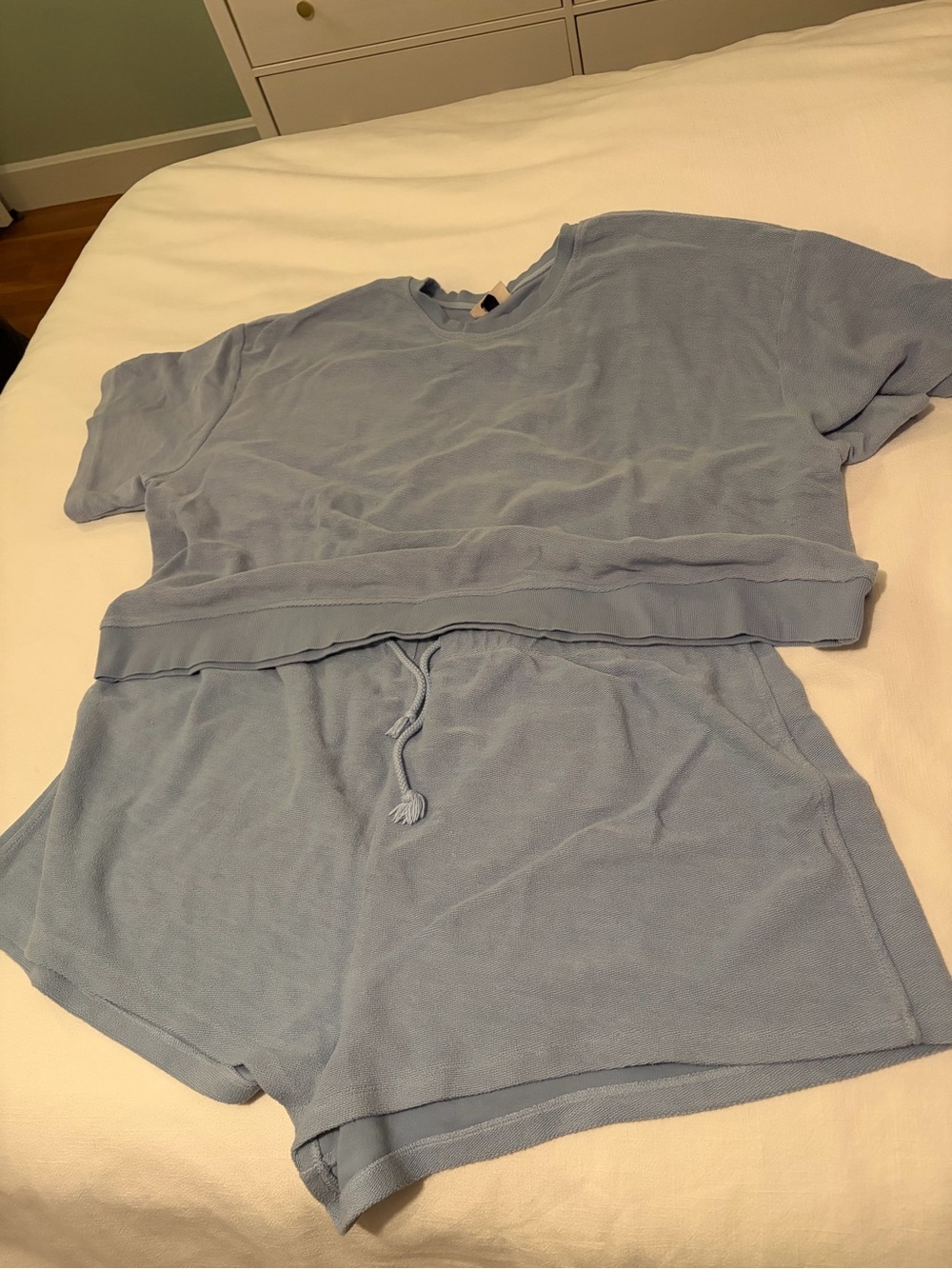 Universal Thread Light Blue Short Sleeve Lounge Top & Drawstring Shorts Set